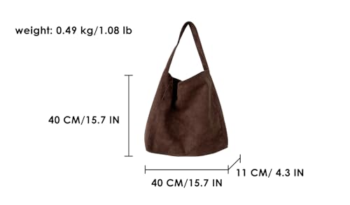 Image of Vintage Suede Hobo Bags for Women - Retro Shoulder Tote Purse Carryall Travel Bag