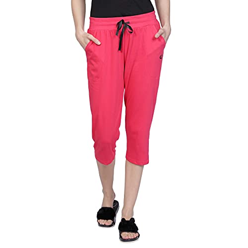 Image of Club A9 Womens Regular Fit Solid Cotton Capri Pants for Daily Casual Wear