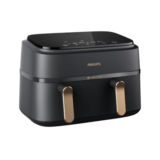 PHILIPS Air Fryer NA352/00 with Rapid Air Technology, 9L capacity, Dual basket (6L & 3L) for full oven tray cooking, 8 Preset Menus, Intuitive touch control, 90% less oil, 500+ Recipes, Extra Large