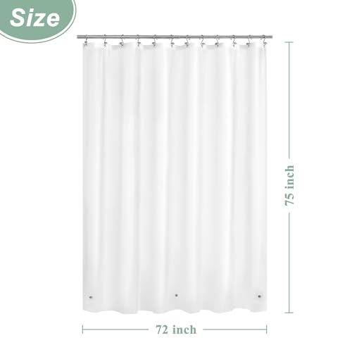 Image of Mrs Awesome Frost Shower Curtain Liner with 3 Magnets, 72x75 Frosted PEVA Shower Liner, Light Weight Plastic Shower Curtain for Bathroom, Waterproof,Frost