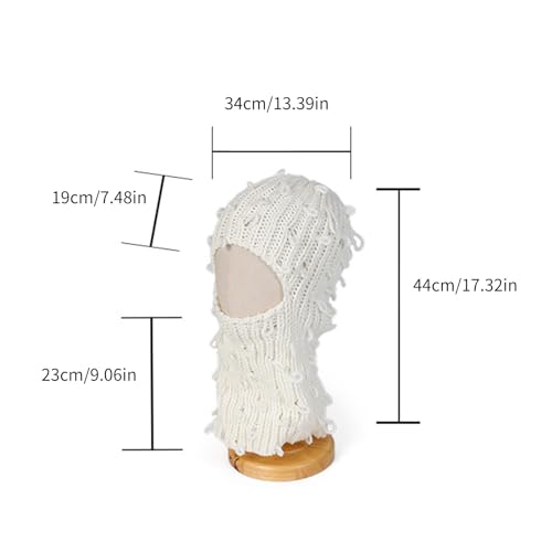 Handmade Neck Protect Hat with Eyes Winter Knit Hat Winter Presents for Students Teens Cycling Skiing White4