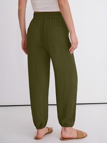 Image of ANRABESS Womens Pants Elastic Waist Summer Casual Harem Barrel Lounge Work Slacks Cropped Beach Vacation Clothes with Pockets