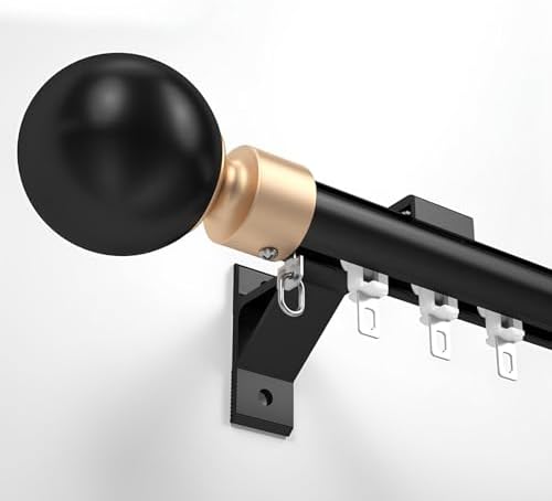600cm Black Aluminum Sliding Curtain Rod Kit - Wall-Mounted Track with Detachable Round Head for Living Room, Bedroom, Balcony - Easy Installation & Modern Home Decor