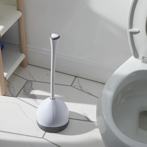 Image of Clorox Toilet Plunger with Hideaway Holder Caddy Heavy-Duty Compact Design with Non-Skid Rubber Base for Bathroom Convenient Storage Toilet Unclogger, 6.5x19.5-Inch, White