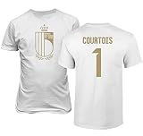 FLAURA Belgium Soccer #1 Courtois World Football Fans Boys Girls Youth T-Shirt (White, Youth Medium)