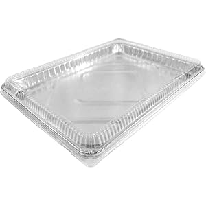 Half 1/2 Size Sheet Cake Aluminum Foil Baking Pan w/Clear Low Dome Lid (Pack of 50 Sets)