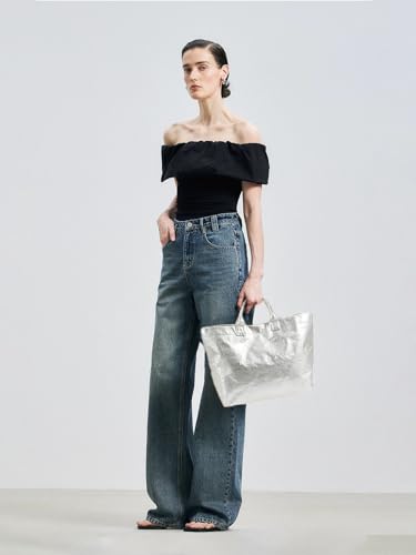 Image of Large Tote Bags for Women PVC Clear Totes Bag Plastic Carry All Bag Kraft Paper Shoulder Handbag Hobo for Work Travel