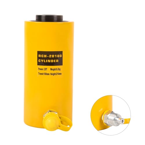 Image of 20T Hollow Hydraulic Cylinder Jack, 4 inch Stroke Single Acting Hydraulic Ram Jack Lifting Cylinder RCH-20100 Heavy Duty Porta Power Jack for Shipbuilding, Machinery, Bridge, Construction