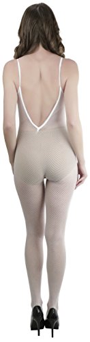 Image of ToBeInStyle Women's Bodystocking Crotchless Peek-A-Boo Fishnet Lace Bodysuit