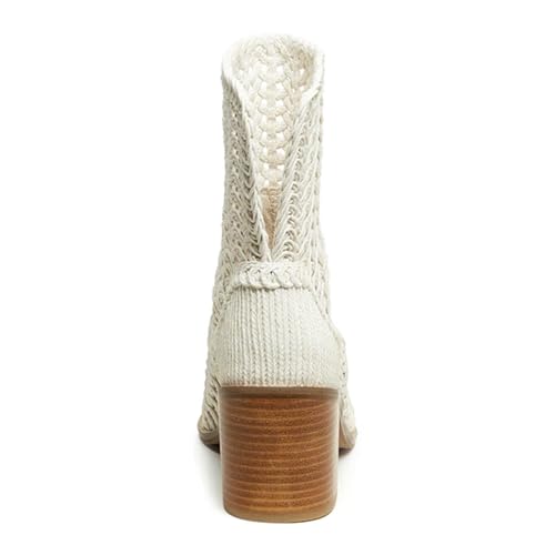 Women's Crochet Ankle Boots Almond Toe Stacked Chunky Heel Booties Comfort Woven Hollow Pull-On Boots Fashion Party Dress Vacation Heeled Shoes3