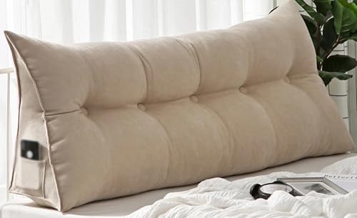 YHXAIQ Sofakissen, Keil- und Rückenkissen für Bett und Sofa, Bequem und Entspannend, Samt + Baumwolle, Geeignet für Sofas mit Kopfteil und Schlafsofas(Khaki F,100 x 50 x 20 cm)