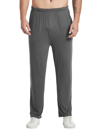 JINSHI Mens Pajama Pants Soft Modal Pajama Bottoms Loose Long Pj Pant Thin Sleepwear Lounge Pants with Pockets 2 Pack2