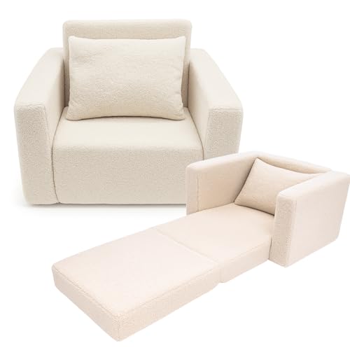Odolplusz Fauteuil pliant pour enfant | Mini-fauteuil, chaise d'enfant, fauteuil douillet | Meubles pour chambre d'enfant | (Teddy Beige)