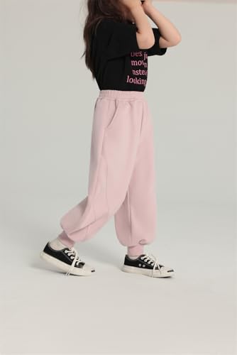 Girl's Wide Leg Sweatpants Elastic Waist Drawstring Straight Leg Baggy Jogger Pants with Pocket2