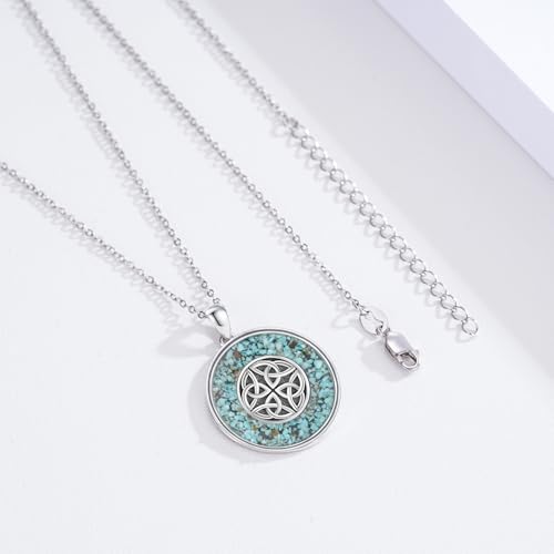 KiiKii Moon Necklace for Women 925 Sterling Silver Turquoise Celtic Knot Witches Knot Pendant Fine Jewelry Gifts for Wife Mom Daughter3