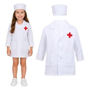 OIXEYA Arztkittel Kinder, Arzt Kostüm, Laborkittel, Zubehör für Arztkoffer Kinder Spielzeug ab 2 3 4 5 Jahre Junge Mädchen Rollenspiel Kinderspielzeug Geschenk