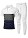 UOUA Mens Sweat Suits Set Tracksuit 2 Piece Outfits Short Sleeve Casual Sweatshirt & Loose Jogging Pants Polo Track Suit Loungewear Athletic Sweatsuit Grey White XL