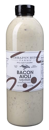 Terrapin Ridge Farms Bacon Aioli – Creamy Gourmet Spread with Smoky Bacon & Dijon Mustard – Gluten & Dairy Free, Keto Friendly, 1 Quart