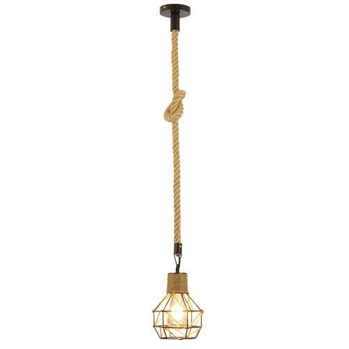 Lustre corde de chanvre E27 suspension industrielle cage fer - 7