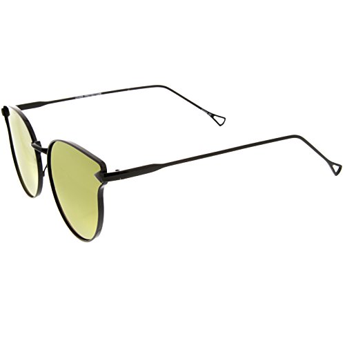 zeroUV - Metal Frame Arrow Temples Cateye Sunglasses For Women With Colored Mirror Flat Lens 58mm3