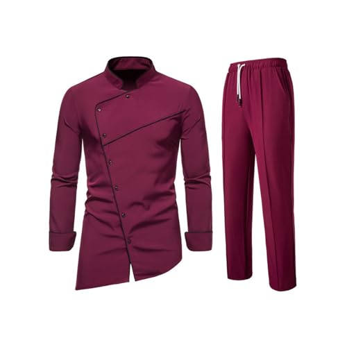 Traje de chef profesional con chaqueta de cocina, pantalón y gorro de alta resistencia