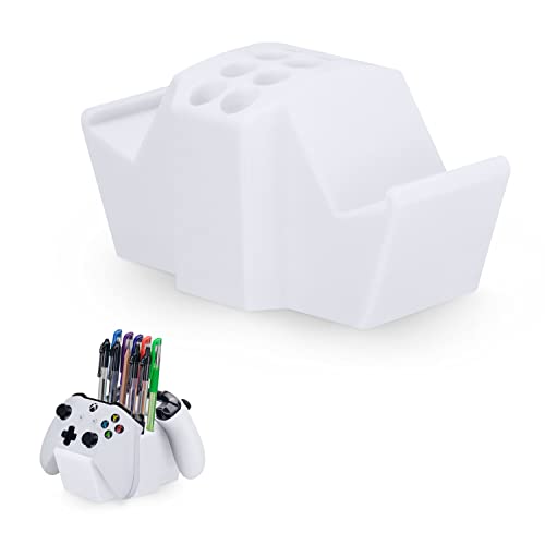 Image of Game Controller Holder & Desktop Pen Organizer Stand With Ten Slots for Pens, Pencils, Stationery, Craft Tools & More - Universal Design for PS5 XBOX SERIES X ONE PS4 SWITCH PC Gamepads - D05 - White