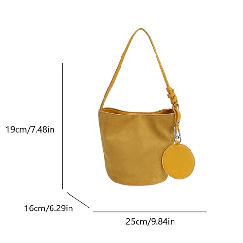 Suede Purse Round Coin Charm Suede Bucket Bag for Women Casual Shoulder Purse Single Strap Alt Vintage Shoulder Bags Daily3