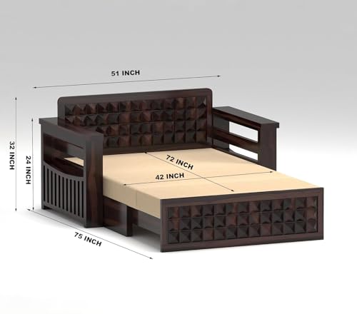 Image of Wooden Sofa Cum Bed (Ades Walnut)