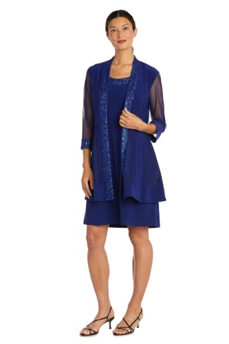 Image of R&M Richards Women's 2-Piece Jacket Dress Set | Knee Length Sheath W / 3 /4 Sleeve Jacket | Mother of the Bride Cocktail Party