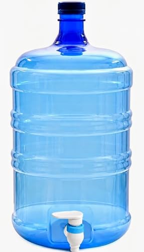 Image of 20 Litre BPA Free Plastic Water Storage Jar with Built-in Tap, Blue, Classic Style