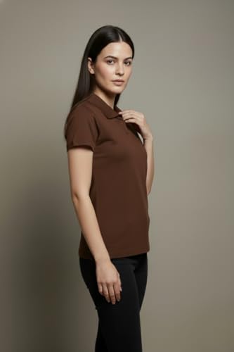 Image of BEAR THREAD Women's Plain Polo T-Shirt | Classic Collared Half Sleeve Top | Soft Breathable Lightweight Fabric | Solid Casual Summer Polo Tee