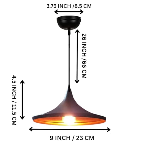 Image of GreyWings Black Aluminium Hanging Pendant Light for Indoor, Ceiling Lamp for Dining Table, Kitchen, Living Room, E27 Holder, Pack of 2