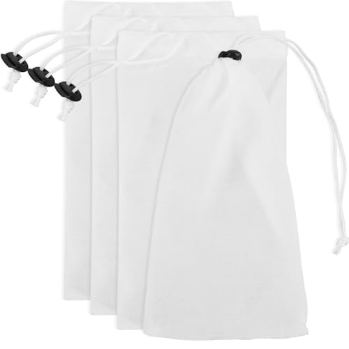 Piriuuo 4 Pcs Pool Vacuum Replacement Mesh Bag, Pool Leaf Vacuum Net Fine Mesh Filter Bags with Locking Cord Pool Cleaner Bag Replacement Net Bags for Leaf Debris Vacuum Pool Cleaners