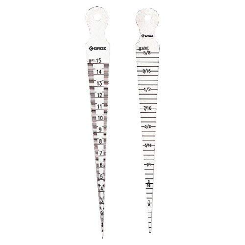 Groz テーパーゲージ | インペリアル&amp;メートル目盛 | ステンレススチール (01200)