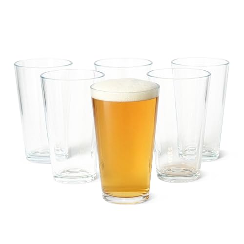 Amazon Basics Vasos de Pinta, Juego de 6 Piezas, 455ml, Aptos para Lavavajillas