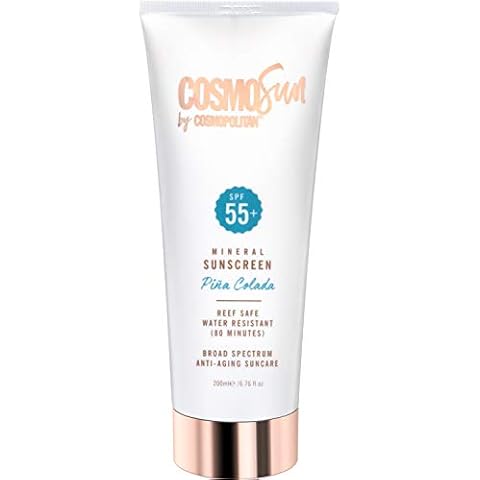 CosmoSun by Cosmopolitan SPF 55+ Mineral Sunscreen - Broad Spectrum, Reef Safe, Water Resistant Formula 6.76oz. Cover