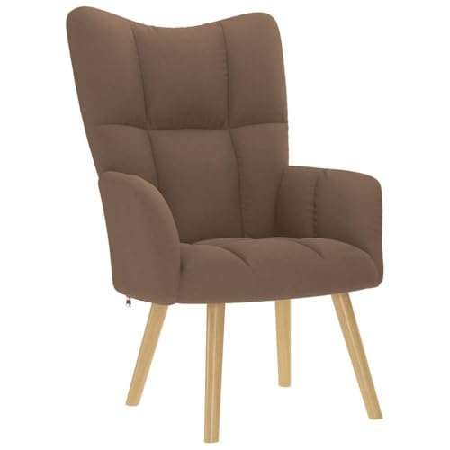 Mokuyary Relaxsessel Stoff Braun Relaxsessel mit Armlehnen, Loungesessel, Fernsehsessel, Ohrensessel für Wohnzimmer, Schlafzimmer, Büro