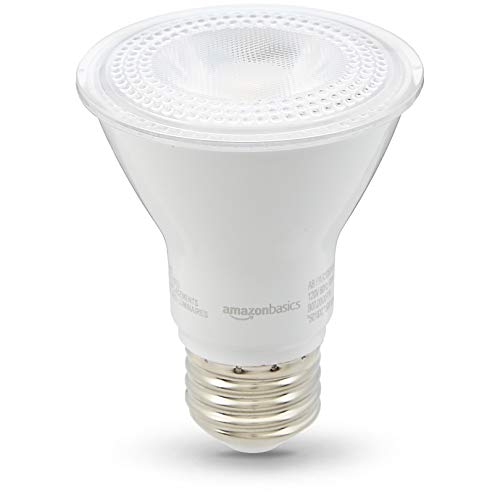Amazon Basics PAR20 LED Light Bulb 50 Watt Equivalent Energy Efficient 7W E26 Standard Base Warm White 3000K Dimmable 10000 Hour Lifetime 6 Pack