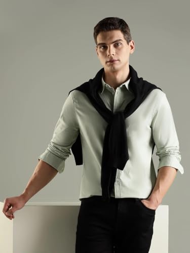 Image of Solid Slim Fit Cotton Shirt