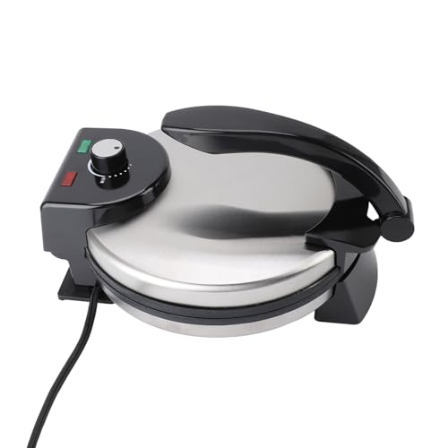 Electric Roti Maker,10 Inch Non Stick Tortilla Press Machine With Adjustable Temperature Control Stainless Steel Cover for Home Kitchen Flatbread Chapati Pizza Crust Making