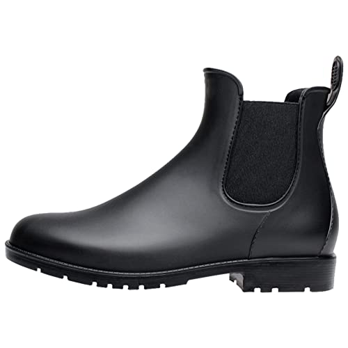 Women's Short Rain Boots Waterproof Anti Slip Rubber Ankle Chelsea Booties