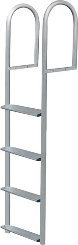 Stationary Dock Ladder – 3-Step Aluminum Dock Ladder with Standard 2" Non-Slip Steps, Anodized Finish, 750 lb Capacity – Ideal for Seawalls and Fixed Docks