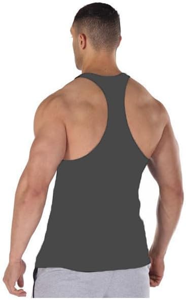 Miniatura 4 de Camisetas de tirantes para hombre, para culturismo, entrenamiento, gimnasio, entrenamiento, algodón, fitness, espalda en Y