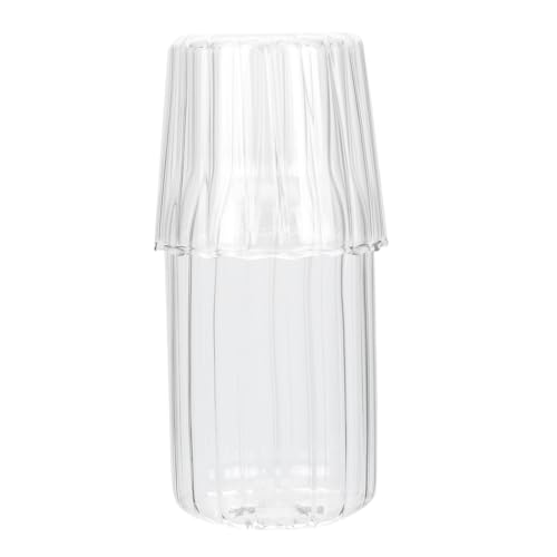 VERDANVERSE ??ガラス製冷水壺 飲料用ピッチャー カラフェとカップ 耐熱高硼硅ガラス製 家用オフィス用ウォータージャグ 液体対応シンプルデ