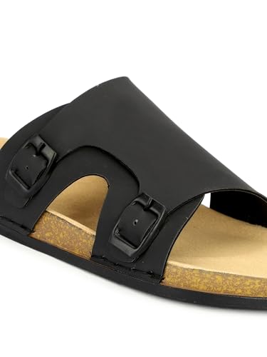 Image of Men Full Cover Double Buckle Slippers | Covered Slip-On Sandals for Men | Comfortable Footwear | Adjustable Strap Rubber Sandals | Anti-Slip Sole Slippers