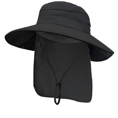 Image of Sun Hats for Men Women, UPF50+ Protection Safari Hat,Wide Brim Fishing Hat with Neck Flap,Bucket Hats for Beach Hiking