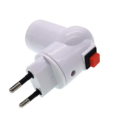 Portalampada E27 con Interruttore Pulsante On/off,Basi Portalampada E27to AC Power 220V E/U Plug Portalampada Bulb Adattatore convertitore,per Lampada da Parete,Lampada da Muro (Pack of 1)