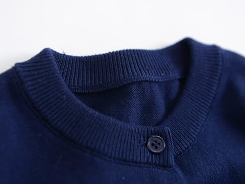 Image of ACESTAR Boys Girls Cardigan Sweater Cotton School Uniforms Solid Kids Long Sleeve Button Down Sweaters Knit Tops, 3T-12Years