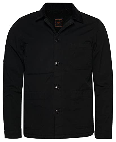 Superdry Hombre Chaqueta Militar Encerada Encerado Negro XL