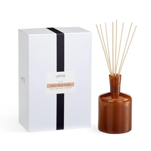 LAFCO New York Signature Reed Diffuser, Amber Black Vanilla - 15 oz - Up to...